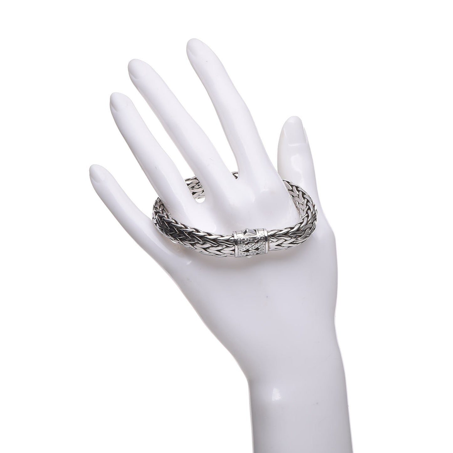 Sterling Silver 18K Gold Diamond 11mm Classic Chain Bracelet