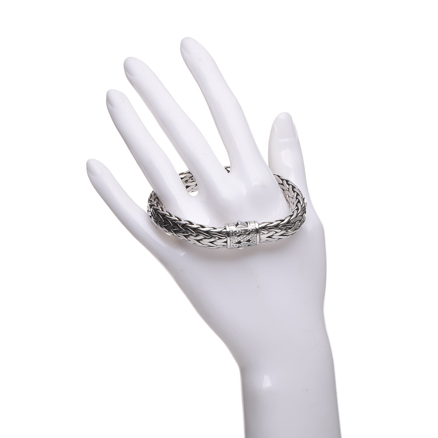 John Hardy Sterling Silver 18K Gold Diamond 11mm Classic Chain Bracelet 2 of 6