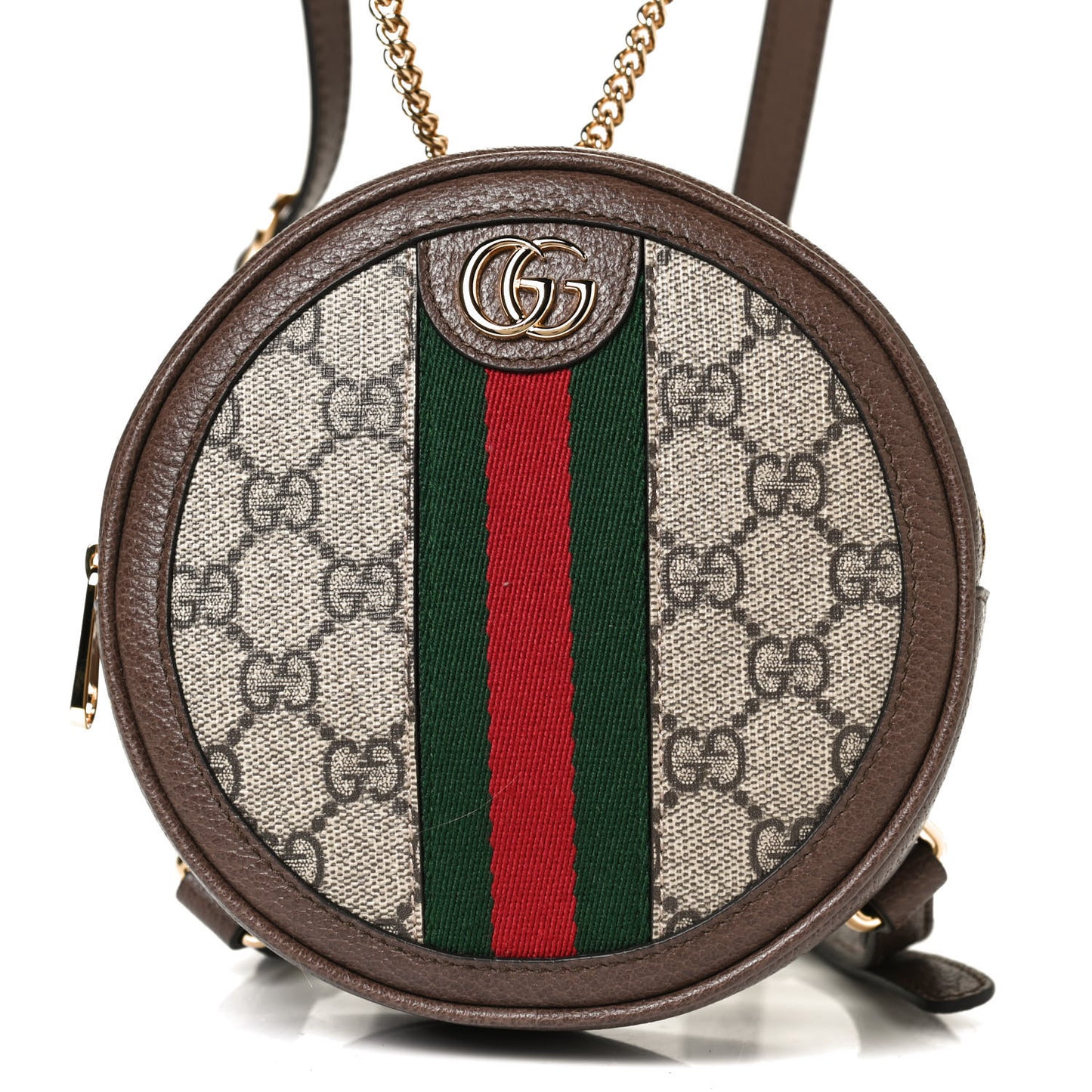 GG Supreme Monogram Web Mini Ophidia Round Backpack Brown