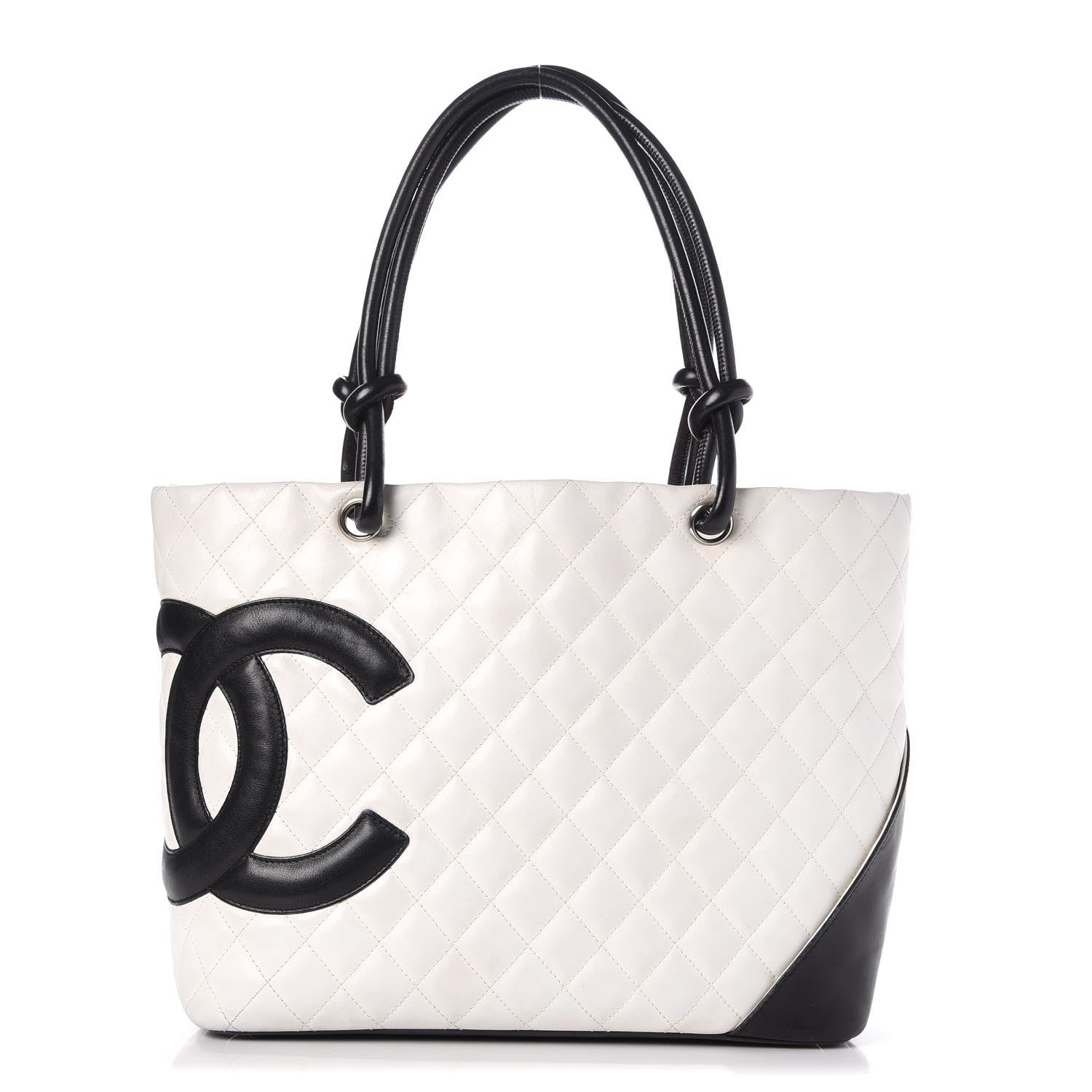 Chanel Calfskin Quilted Large Cambon Tote White Black 1 of 14