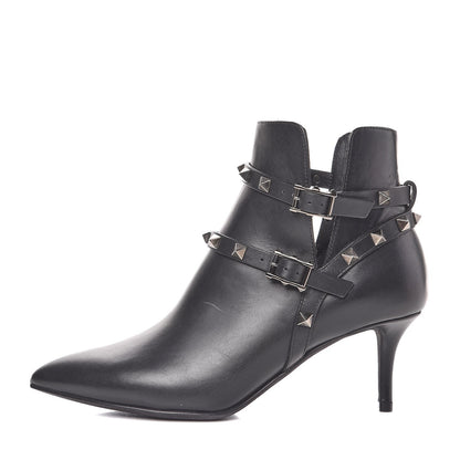 Valentino Garavani Calfskin Rockstud Double Buckle 65mm Ankle Boots 35 Black 1 of 11