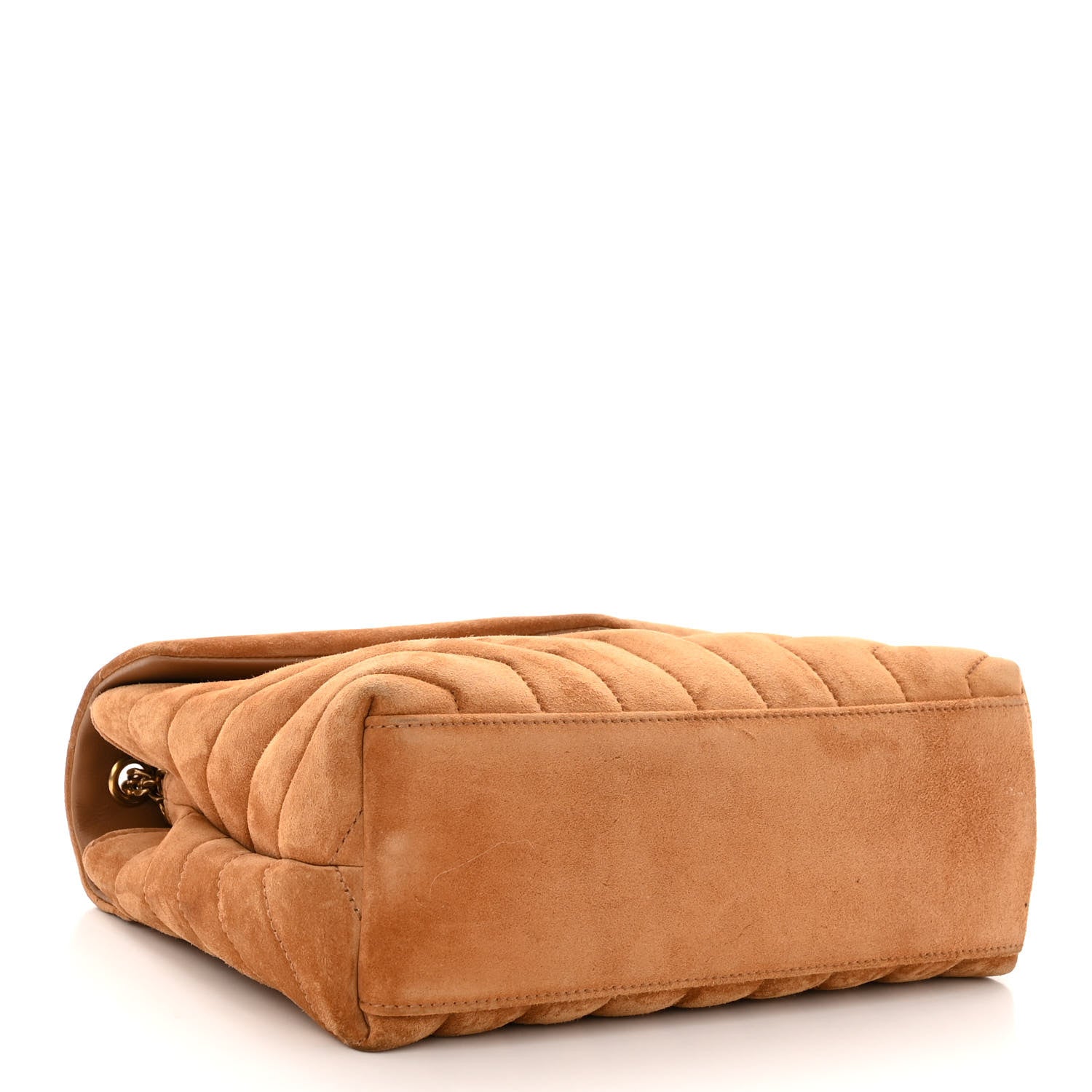 Saint Laurent Suede Calfskin Y Quilted Monogram Small Loulou Chain Satchel Cinnamon 4 of 9