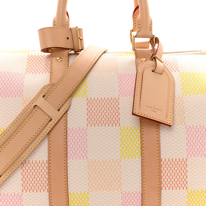 Louis Vuitton LOUIS VUITTON Calfskin Damier Keepall Bandouliere 45 Peach 6 of 14