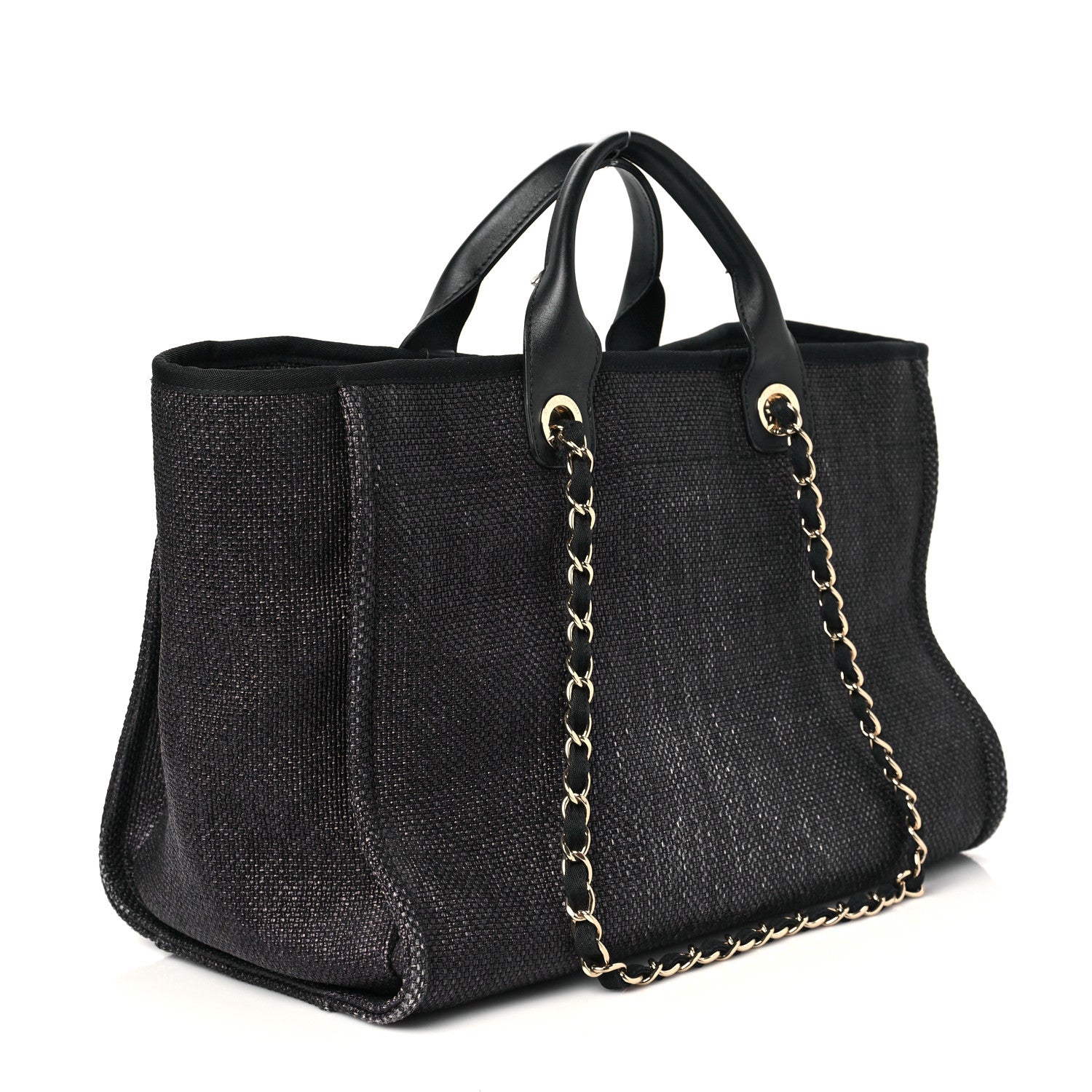 Chanel Woven Straw Raffia Medium Deauville Tote Black 3 of 10