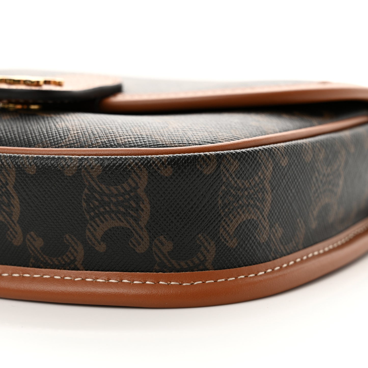 Canvas Calfskin Triomphe Mini Besace Tan