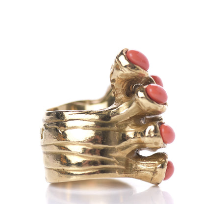 Saint Laurent Arty Dots Ring 5.5 Gold Coral 5 of 5