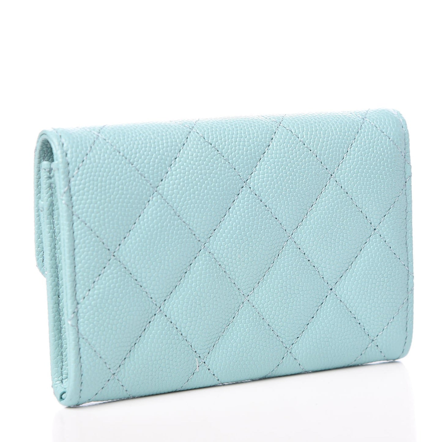 Caviar Quilted Card Holder Light Blue