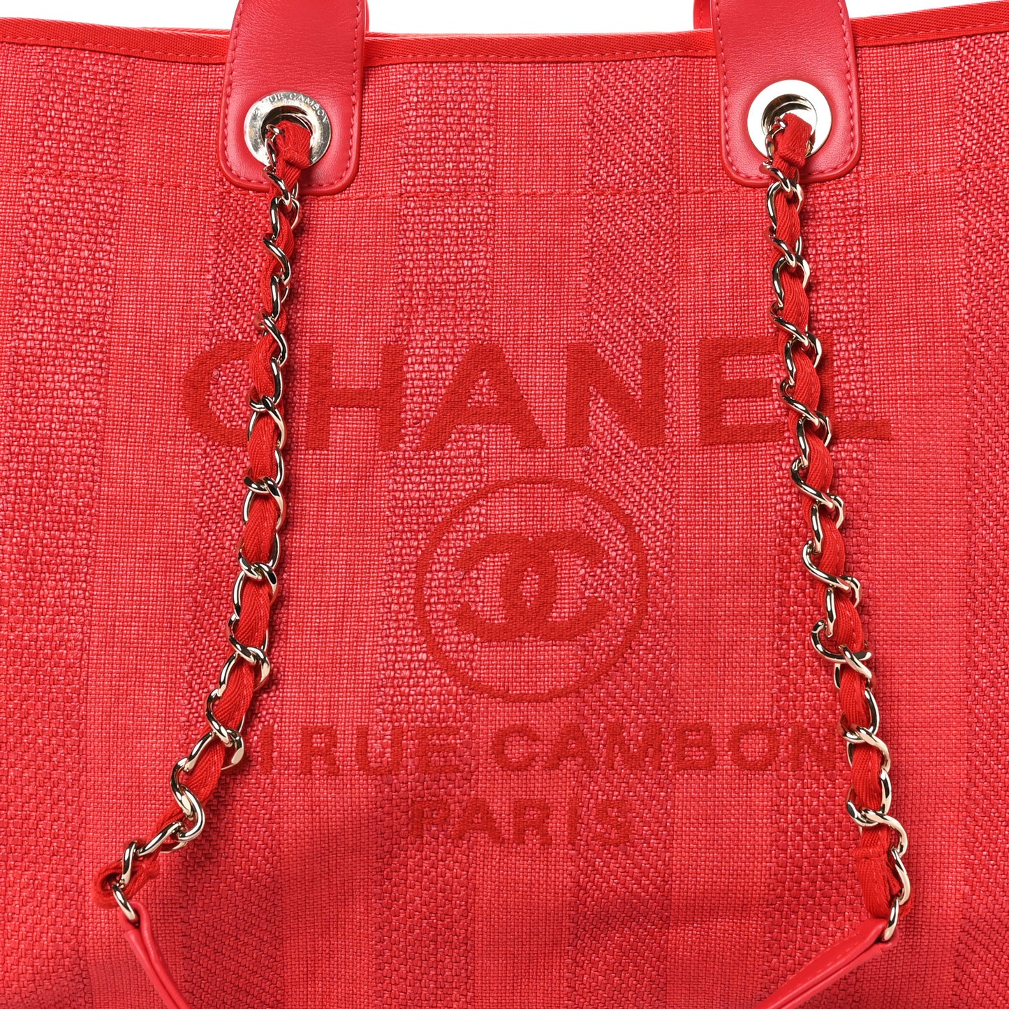 Mixed Fibers Striped Medium Deauville Tote Red