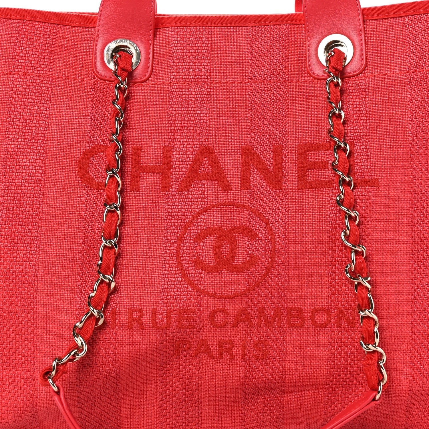 Chanel Mixed Fibers Striped Medium Deauville Tote Red 8 of 10