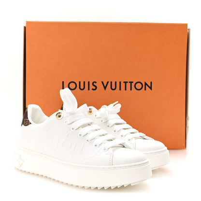 Louis Vuitton Calfskin Debossed Nylon Monogram Time Out Sneakers 36 White 9 of 9
