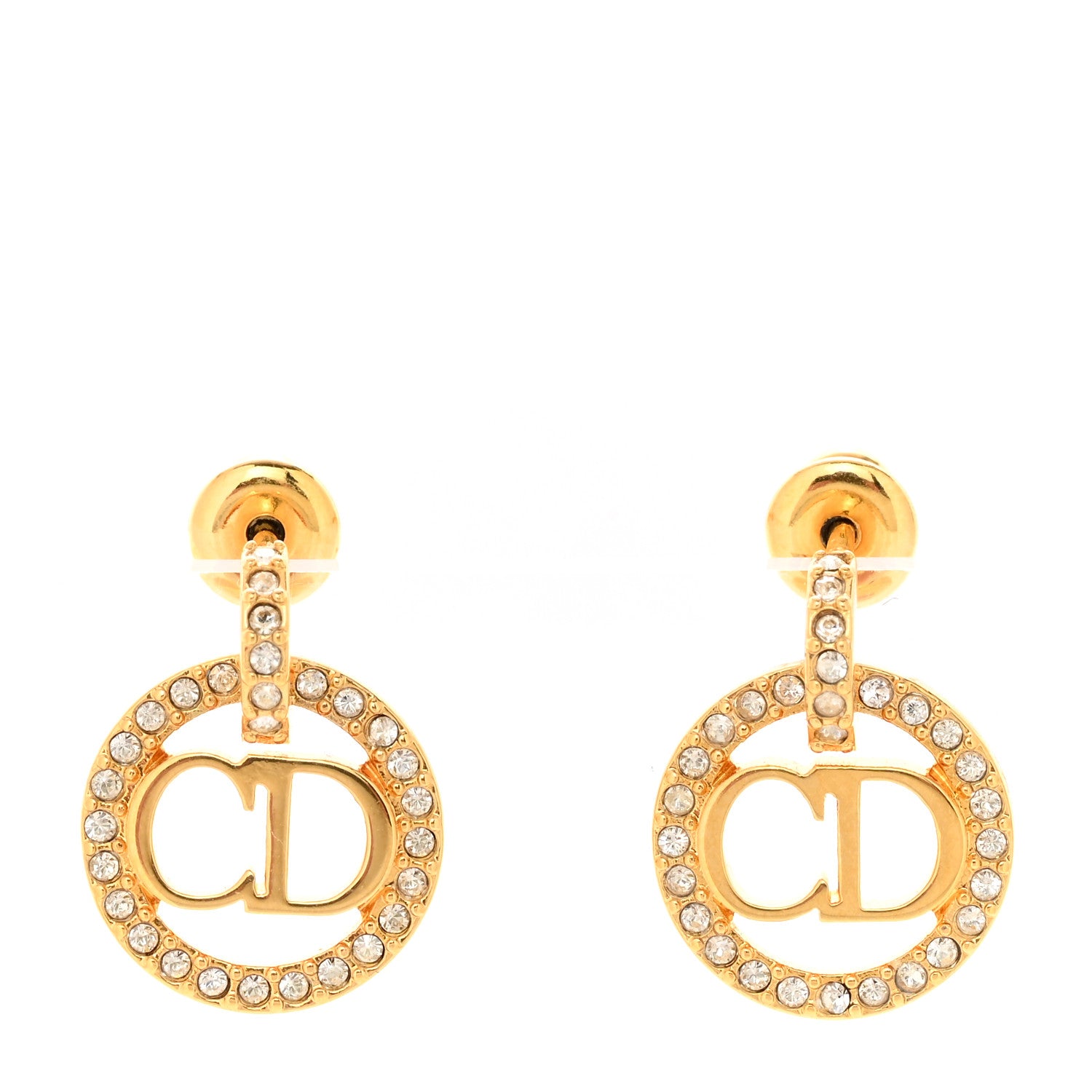 Christian Dior Metal Crystal Petit CD Earrings Gold 1 of 5