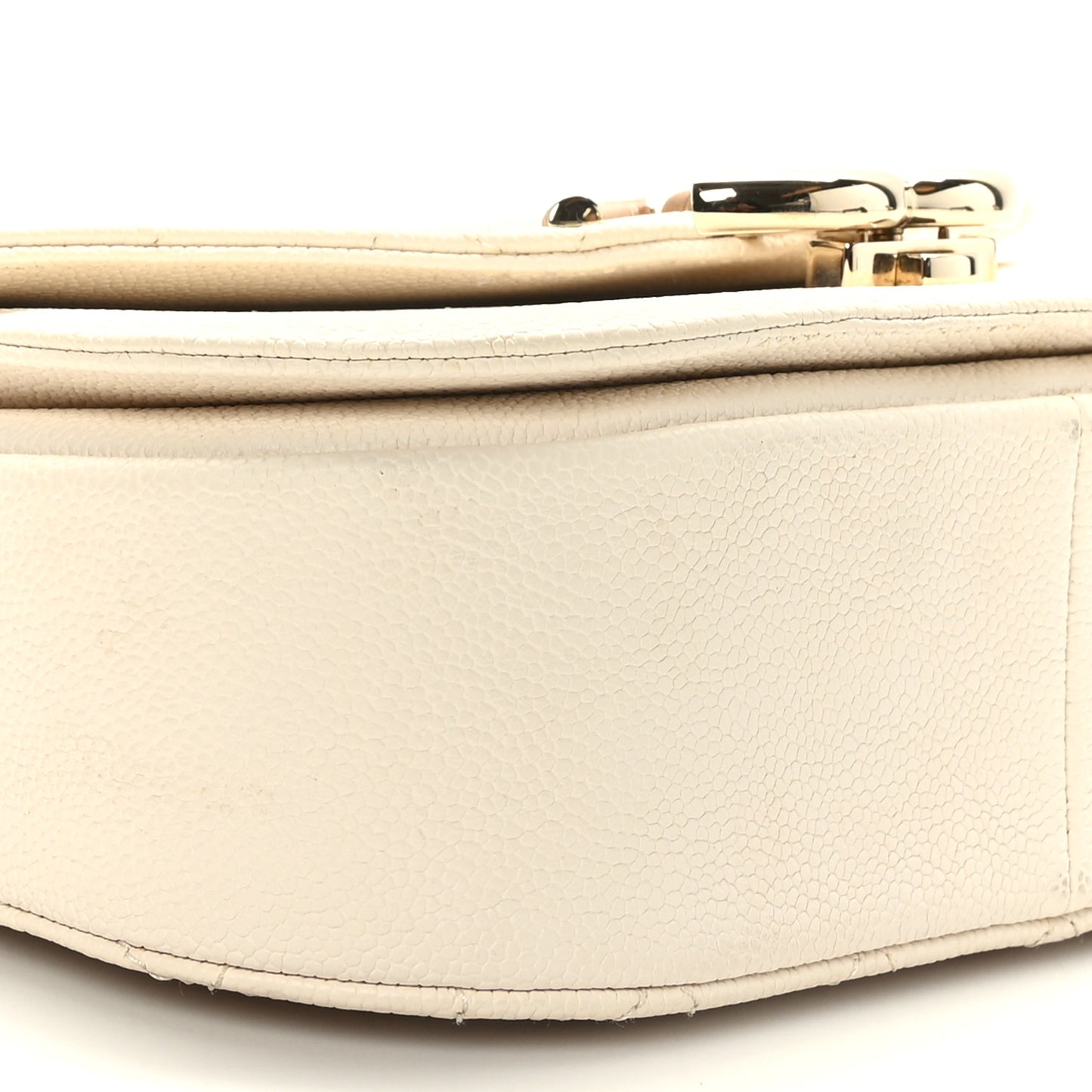 Grained Calfskin Quilted Small Cuba Top Handle Flap White