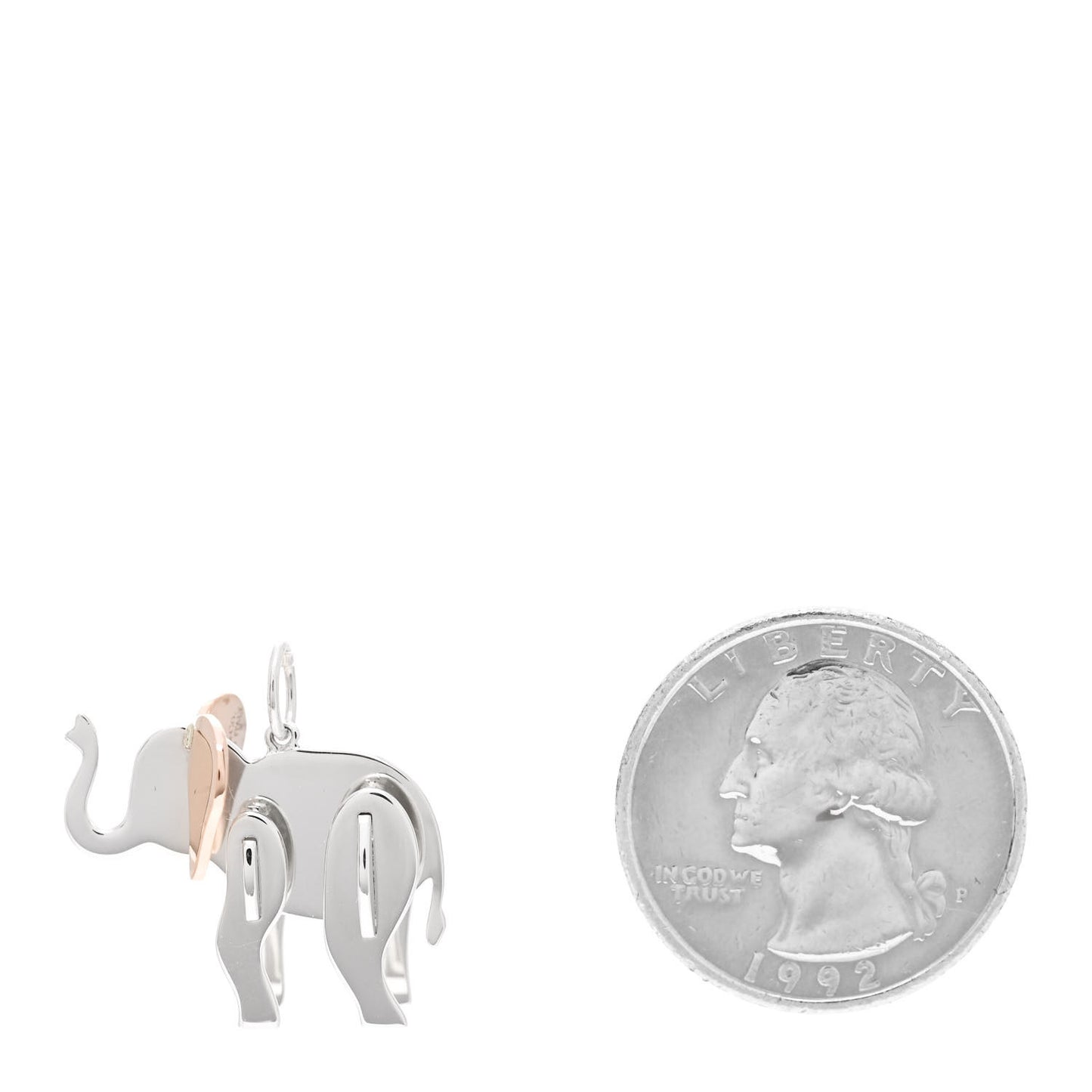 Sterling Silver 18K Rose Gold Save the Wild Elephant Charm