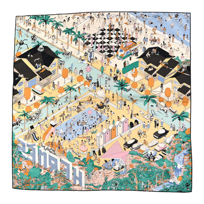Hermes Silk On The Beach Scarf 90 Creme Menthol Ebene 1 of 3
