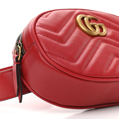 Gucci Calfskin Matelasse GG Marmont Belt Bag 85 34 Hibiscus Red 10 of 11