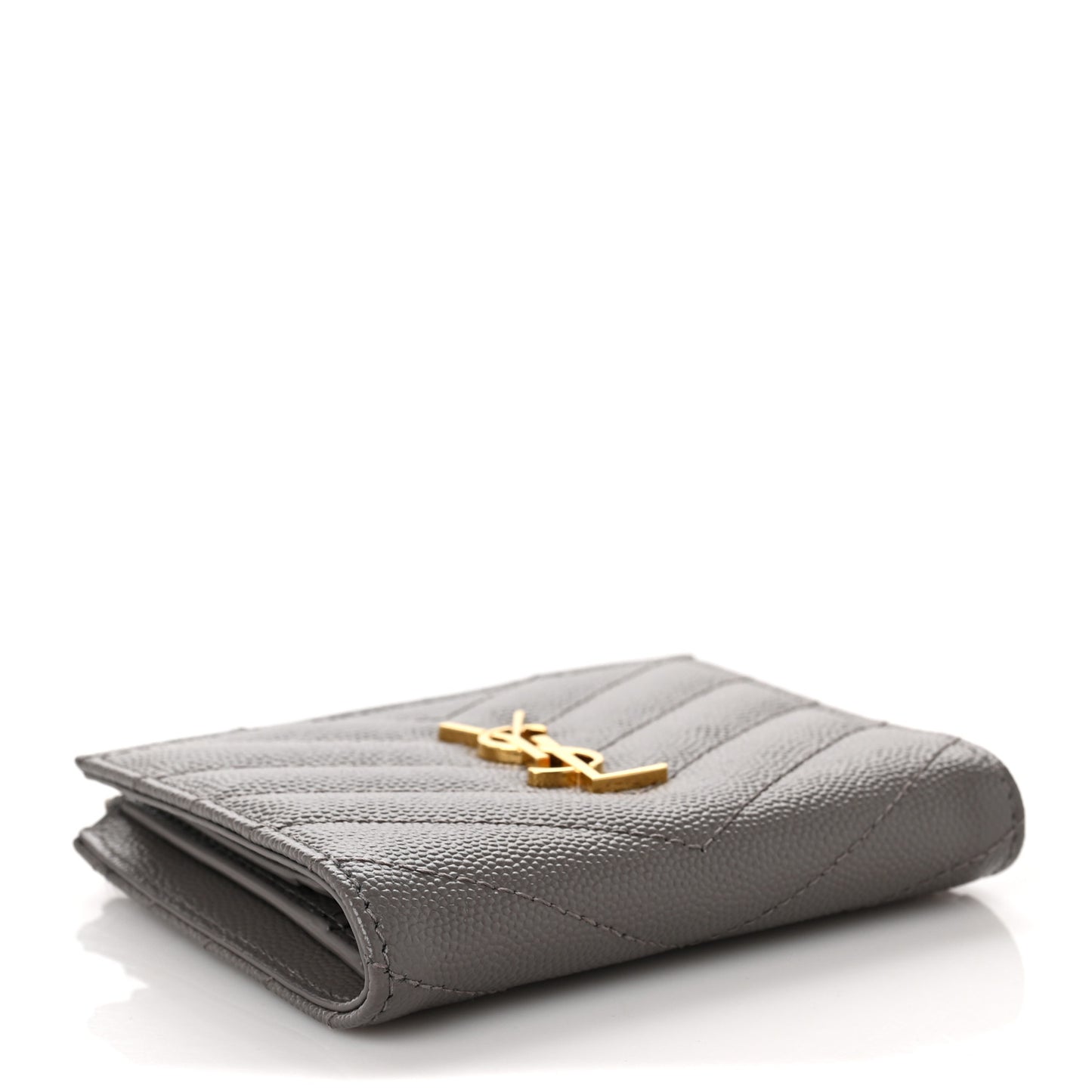 Grain De Poudre Matelasse Chevron Monogram Zipped Card Case Tech Fog