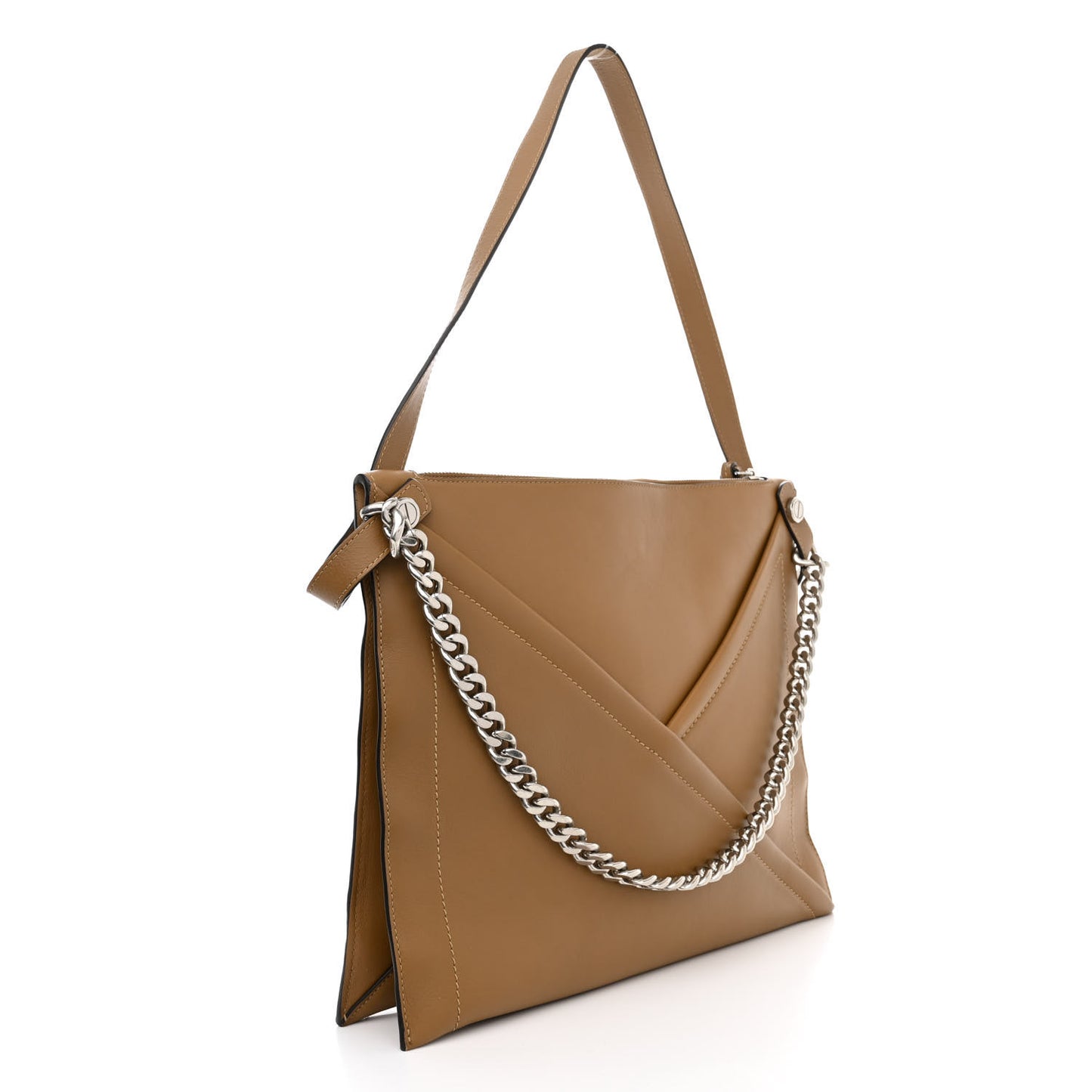 Matte Smooth Calfskin Large M Zippered Bag Teak