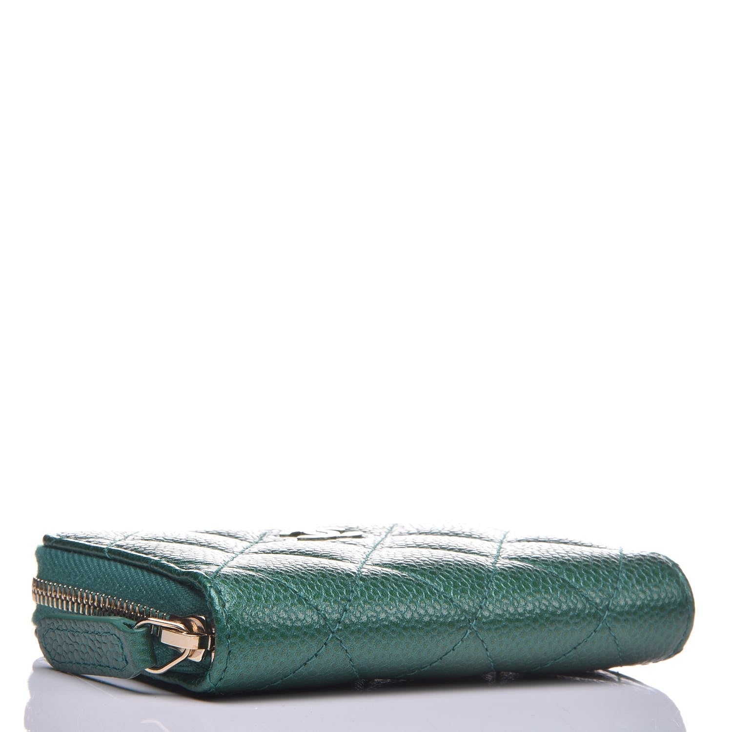 Chanel Metallic Caviar Quilted Zip Coin Purse Green 4 of 7
