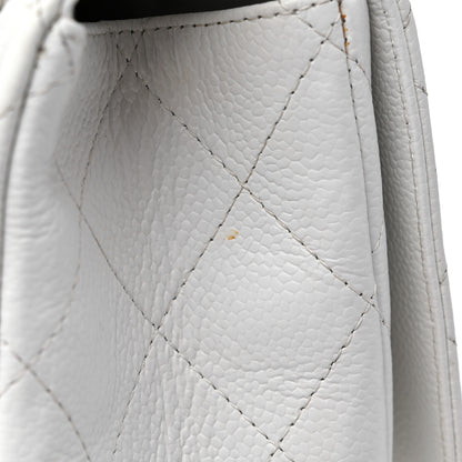 Chanel Caviar Quilted Jumbo Single Flap White 10 of 12