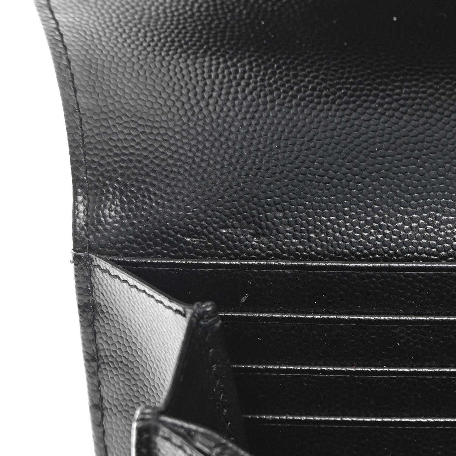 Saint Laurent Grain De Poudre Matelasse Chevron Monogram Flap Wallet Black 8 of 8