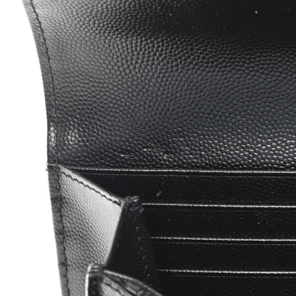 Saint Laurent Grain De Poudre Matelasse Chevron Monogram Flap Wallet Black 8 of 8