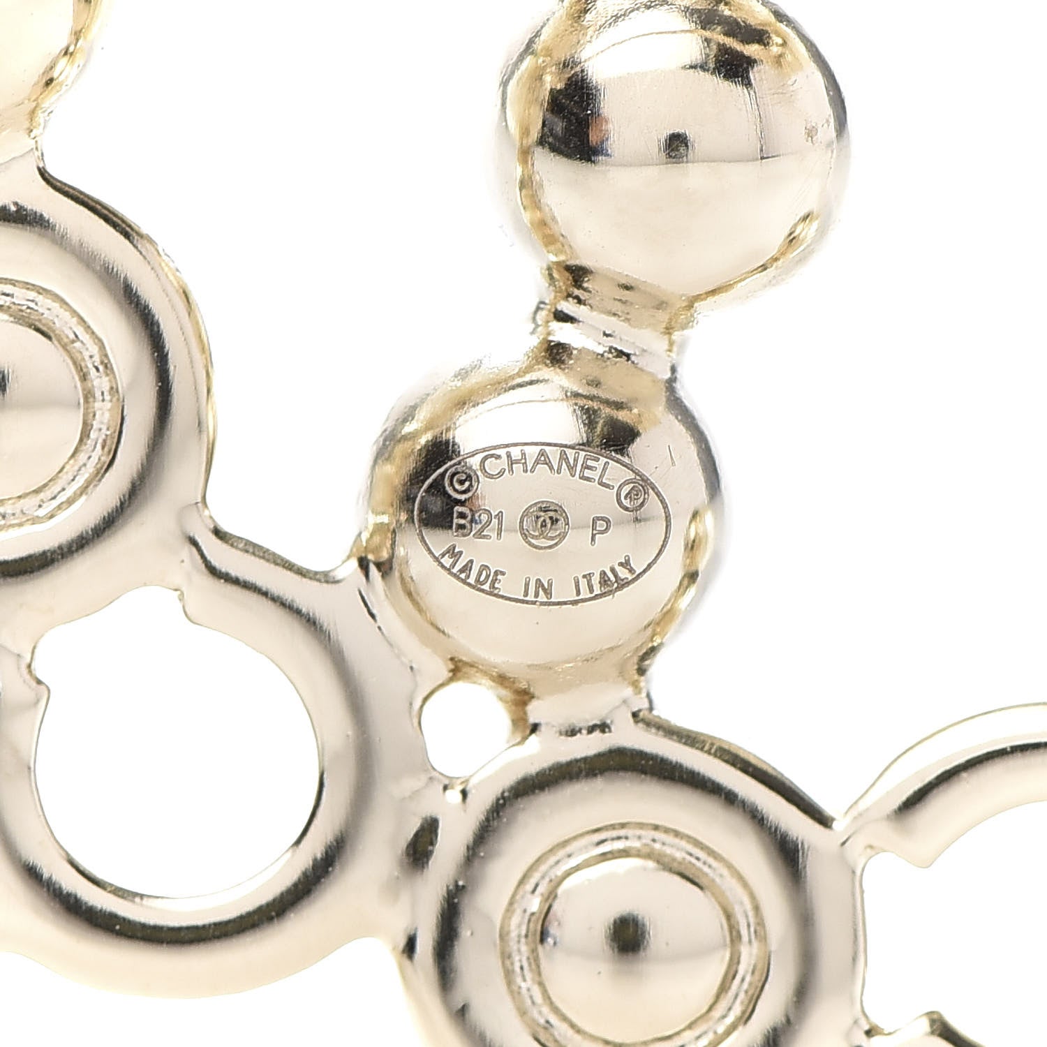 Chanel Pearl Coco CC Brooch Gold 4 of 5