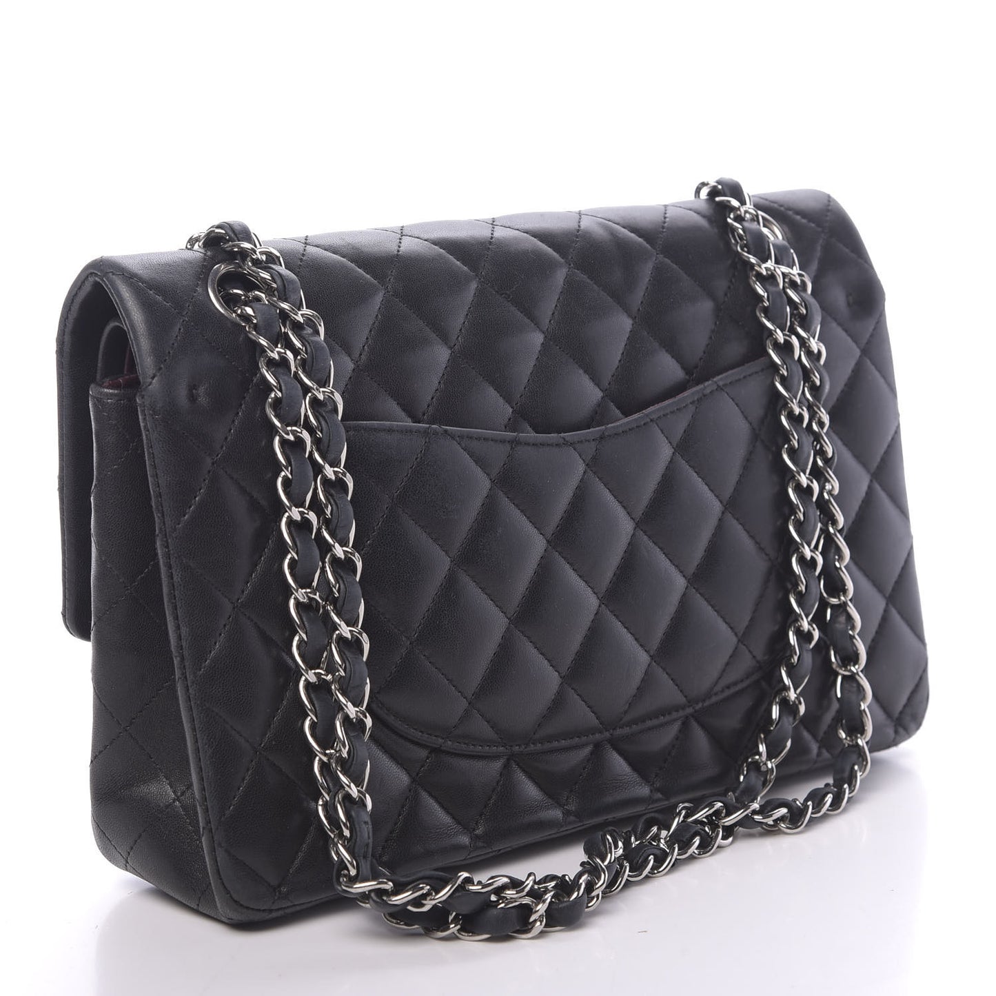 Lambskin Quilted Medium Double Flap Black