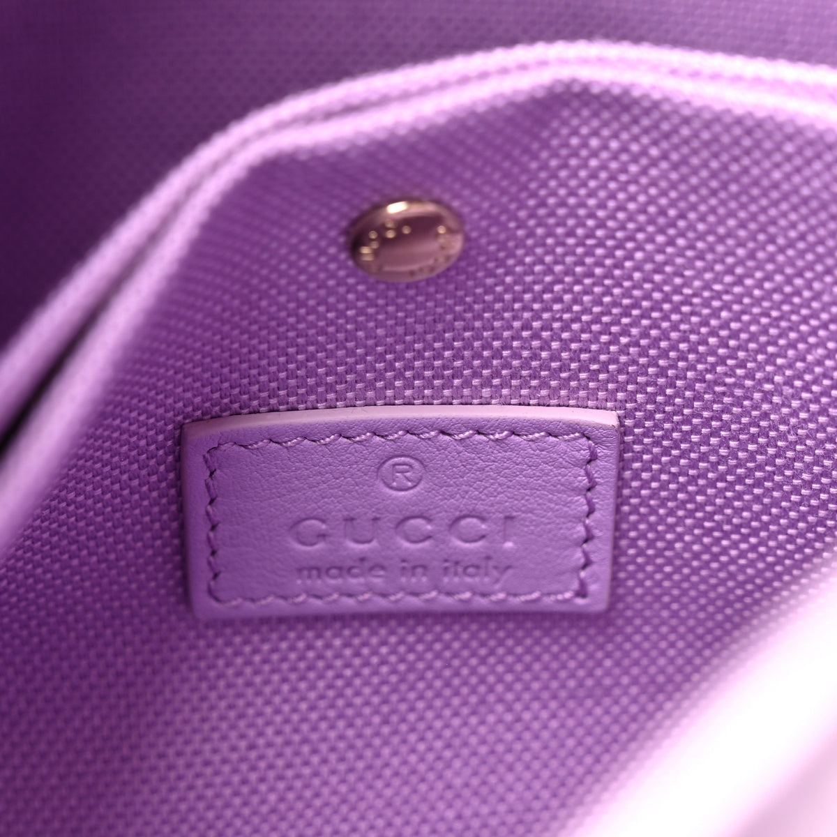 Patent GG Guccissima Emblem Small Bucket Bag Lilac Haz