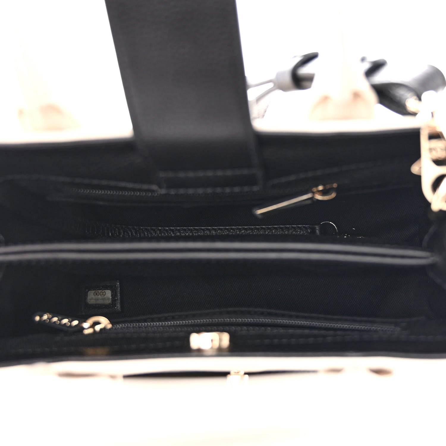 Chanel Grained Calfskin Mini Bi-Color Neo Executive Shopper Tote Beige Black 5 of 11