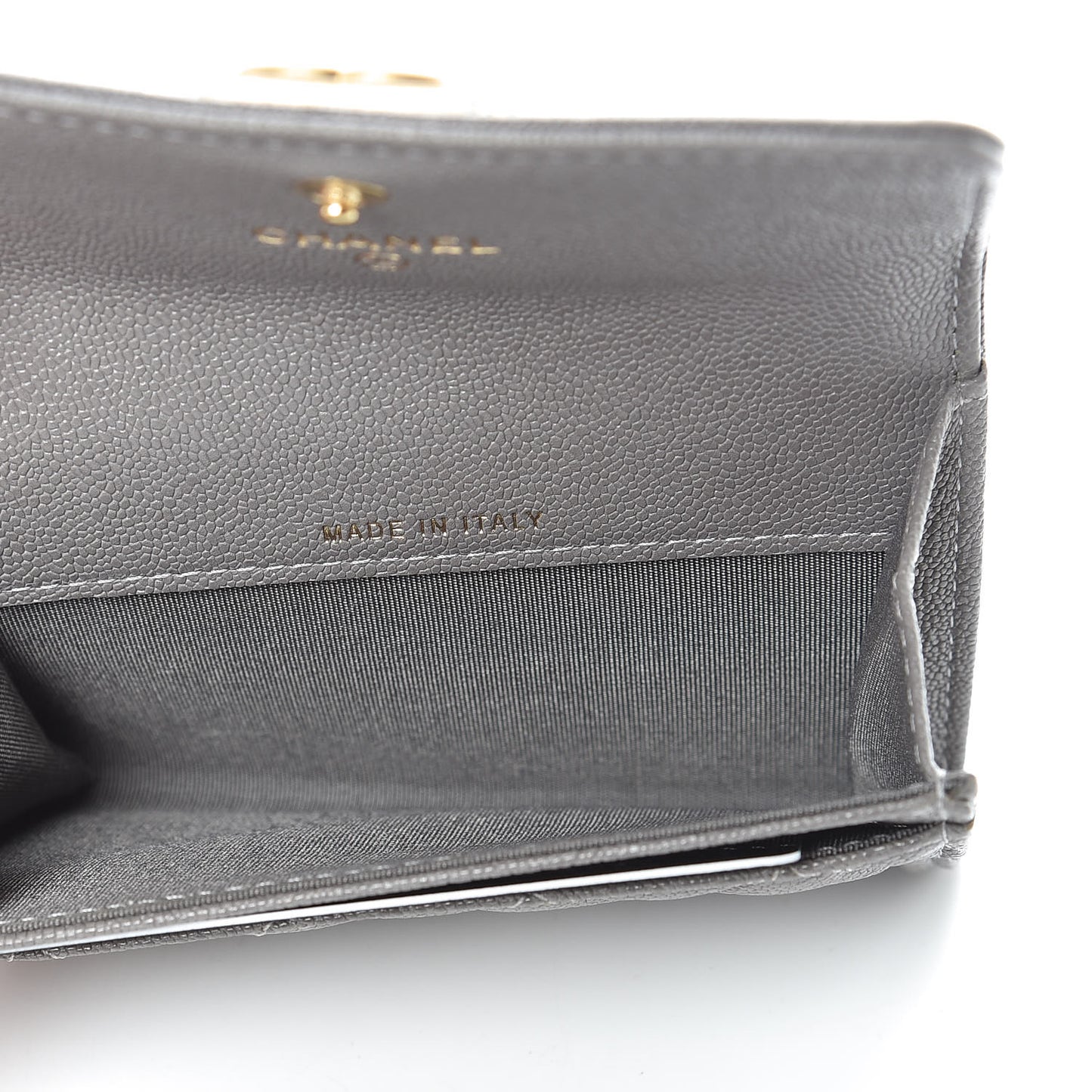 Caviar Quilted Boy Flap Card Holder Grey