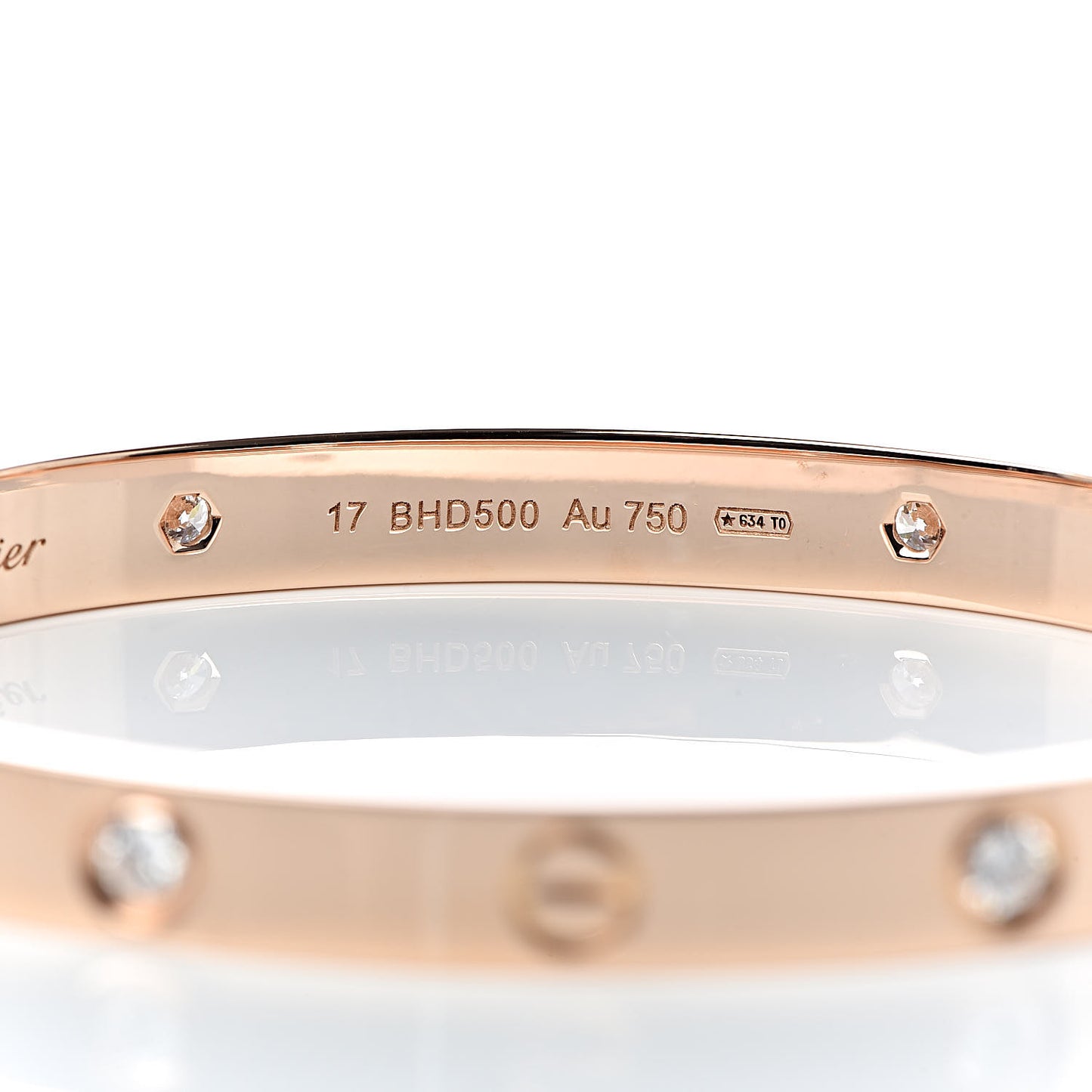 18K Pink Gold 4 Diamond LOVE Bracelet 17