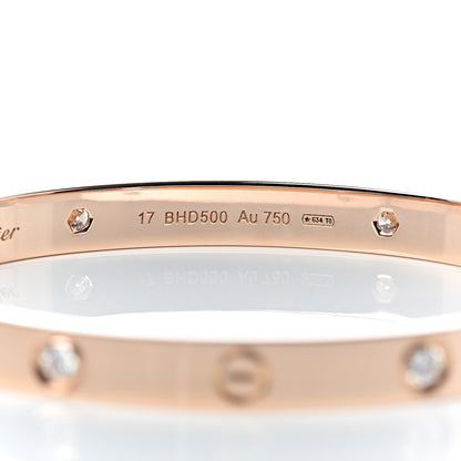Cartier 18K Pink Gold 4 Diamond LOVE Bracelet 17 5 of 8