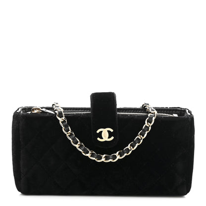 Chanel Velvet Quilted Small Clutch With Chain  Black 1 of 12