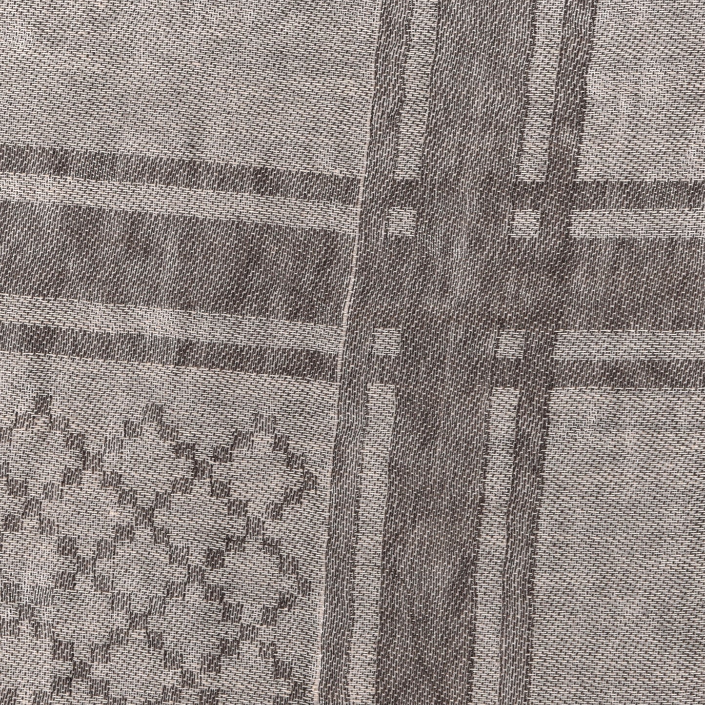 Wool Silk GG Monogram Diamante Plaid Surviee Shawl Beige Dark Brown