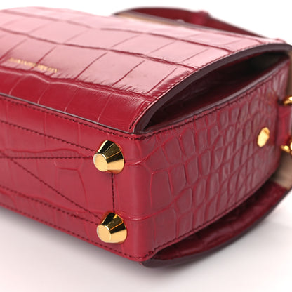 Alexander McQueen Calfskin Crocodile Embossed Box Shoulder Bag 19 Red 9 of 9