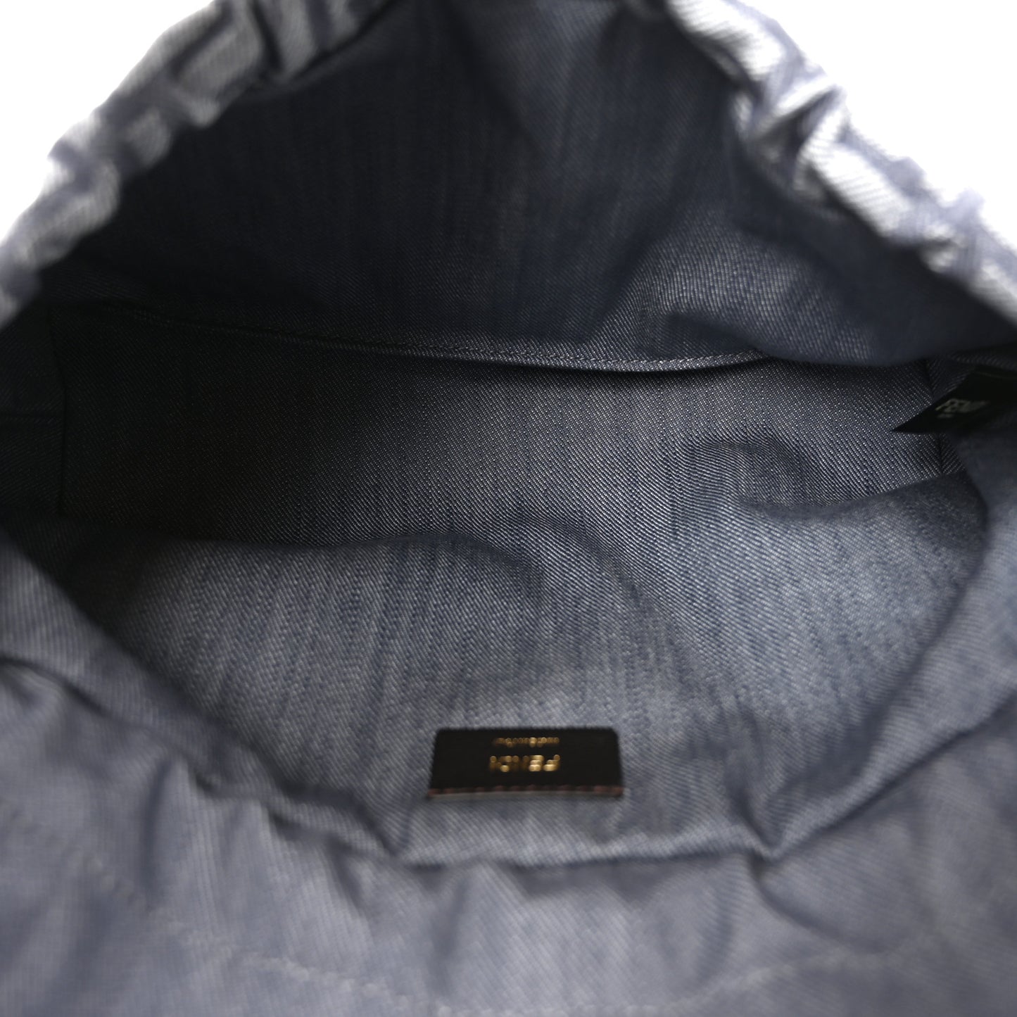 Denim Effect Fabric Jacquard FF Vitello Grace Medium Mamma Baguette Blue