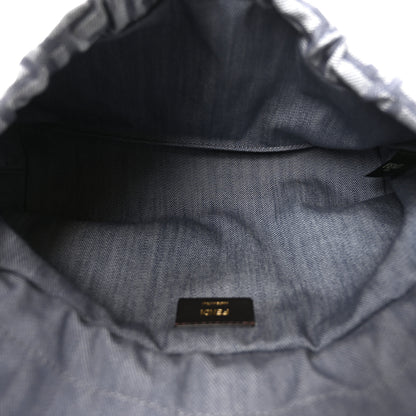 Fendi Denim Effect Fabric Jacquard FF Vitello Grace Medium Mamma Baguette Blue 4 of 9