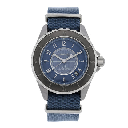 Chanel Titanium Ceramic Nylon 38mm J12 Automatic Watch Blue 1 of 6