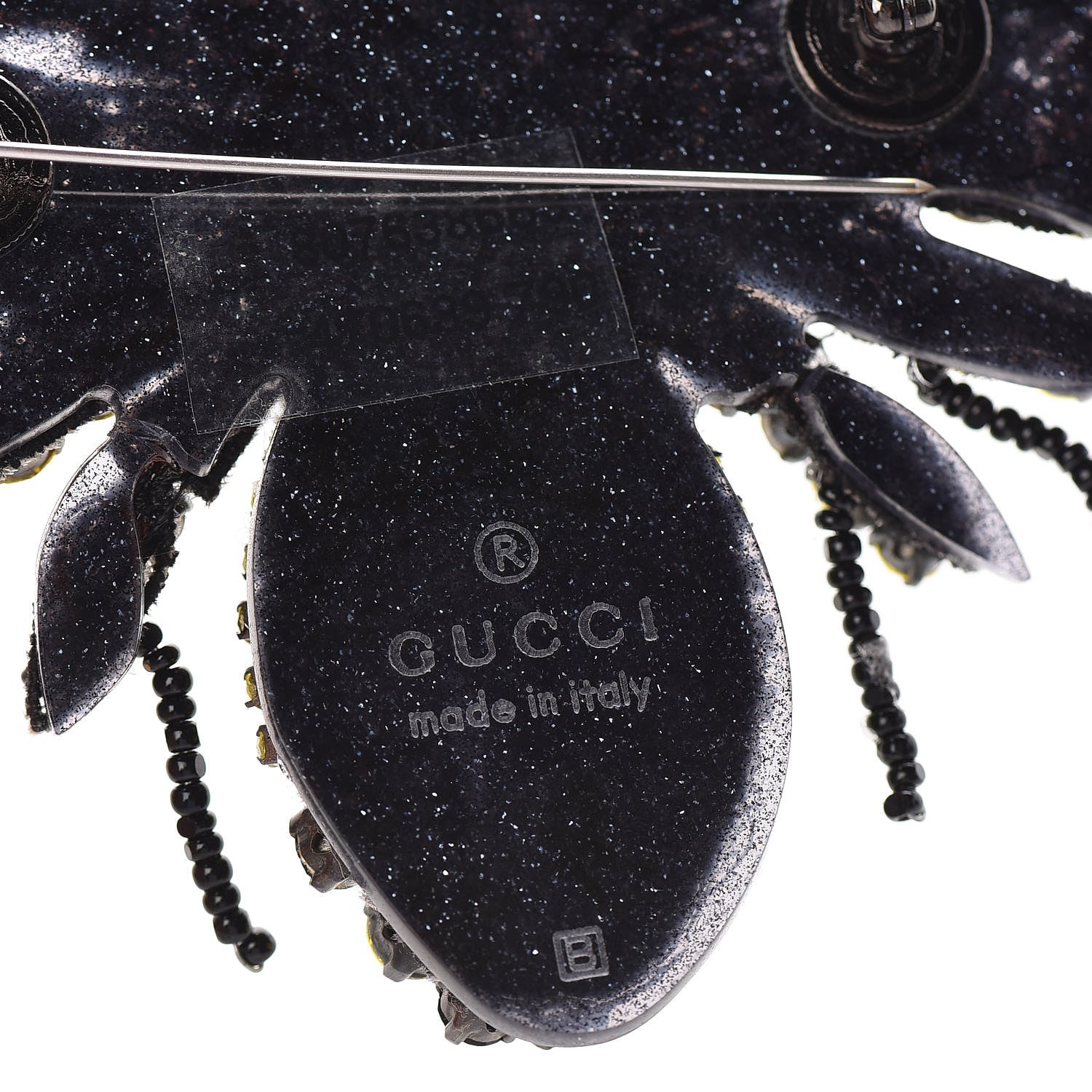 Gucci Metal Crystal Bee Brooch Black Yellow 4 of 7
