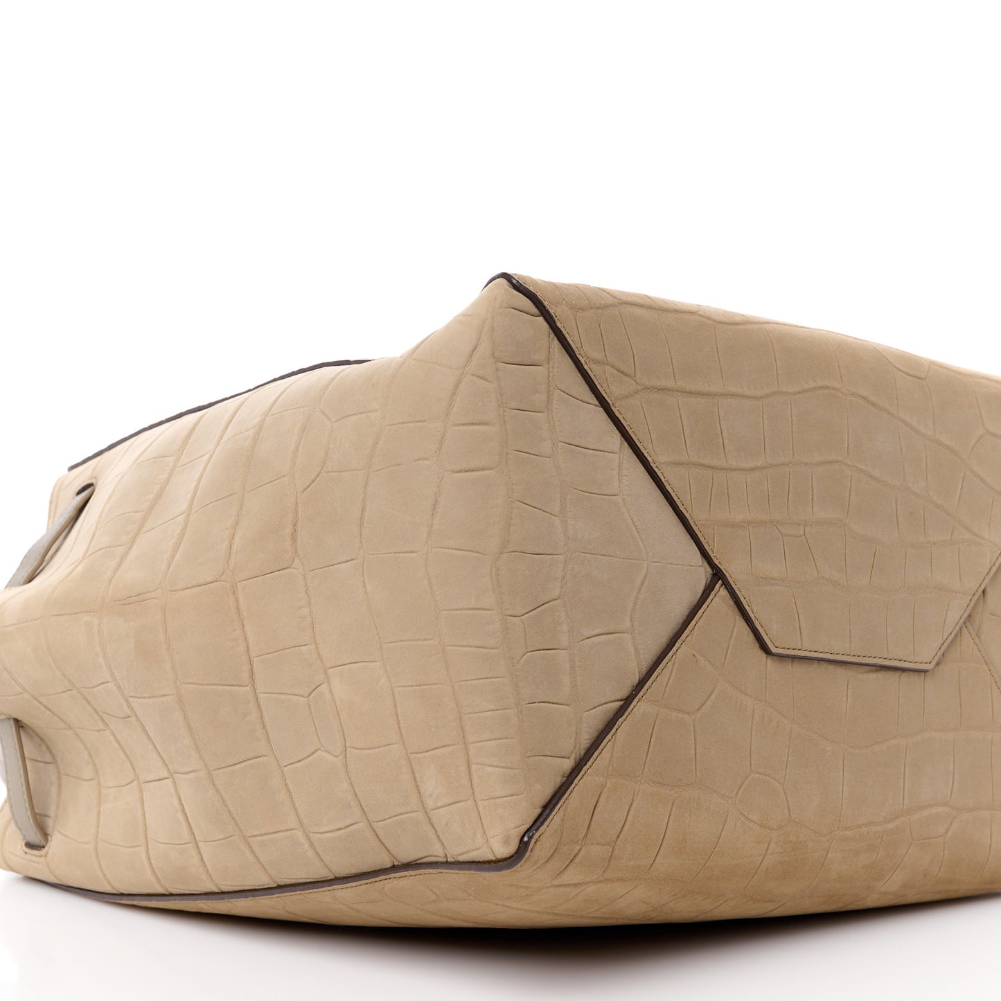 Crocodile Embossed Nubuck Small Belt Cabas Phantom Beige