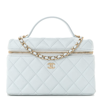 Chanel Caviar Quilted Top Handle Slim Vanity With Chain Light Blue 1 of 11