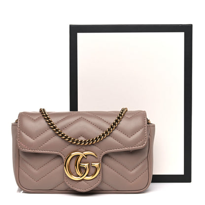 Gucci Calfskin Matelasse Super Mini GG Marmont Shoulder Bag Porcelain Rose 17 of 17