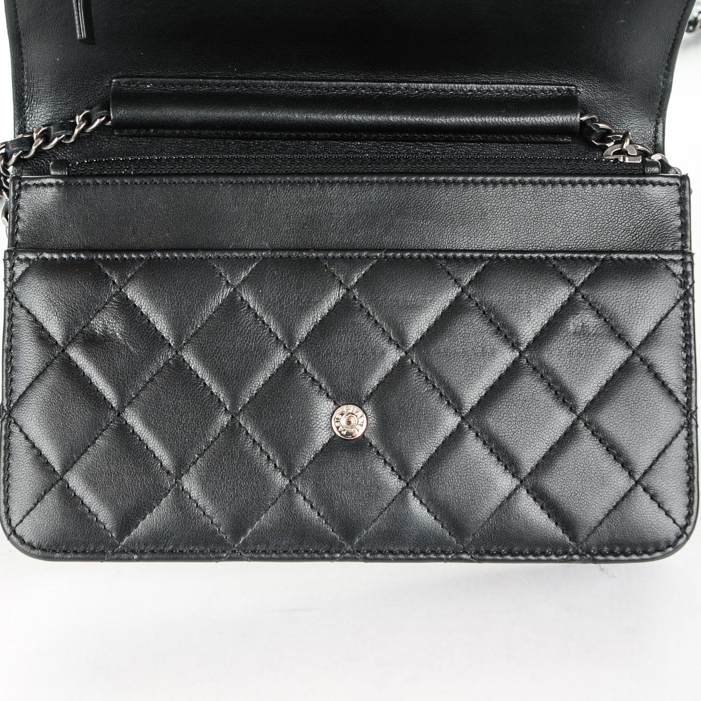 Lambskin Quilted Boy Wallet On Chain WOC Black