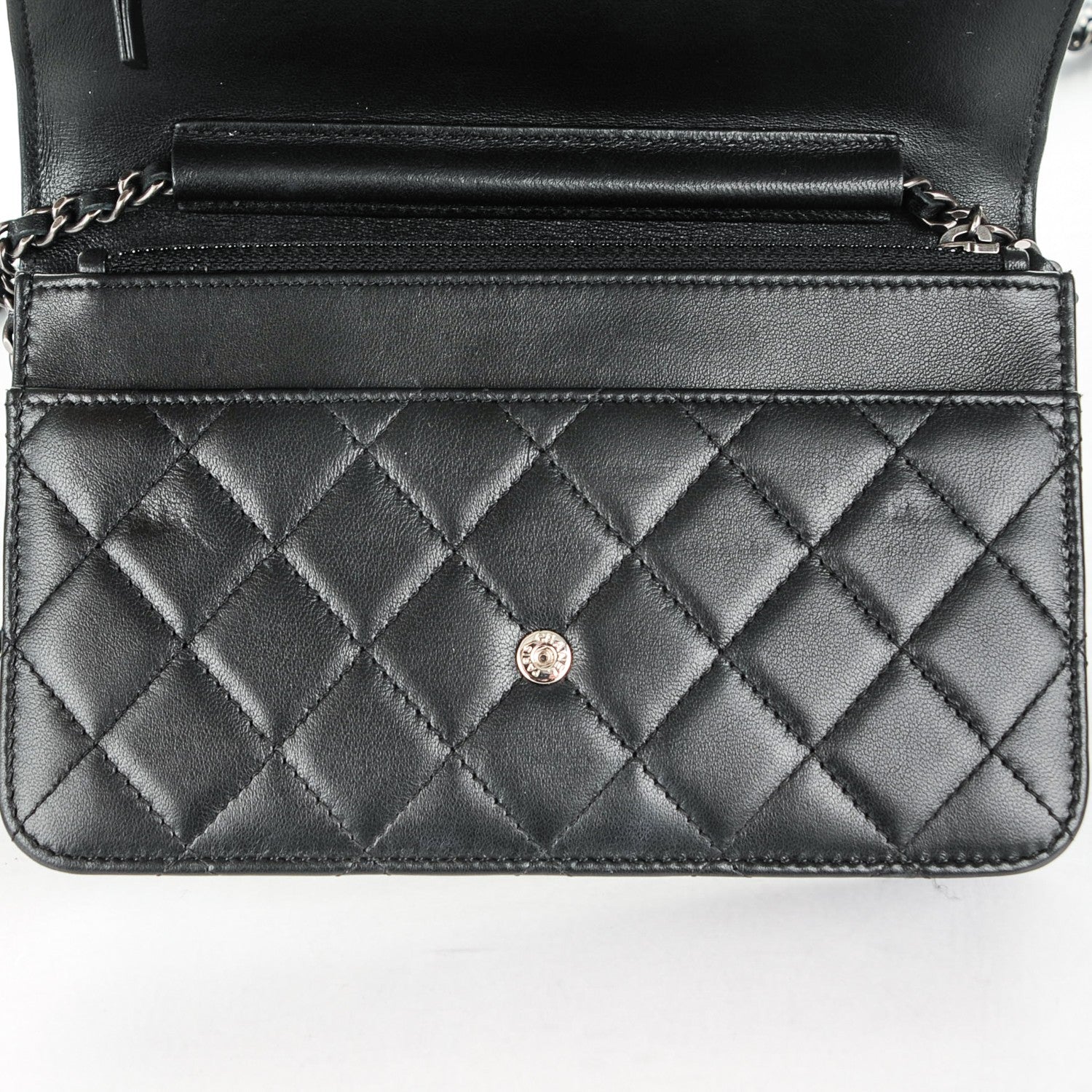 Chanel Lambskin Quilted Boy Wallet On Chain WOC Black 9 of 9