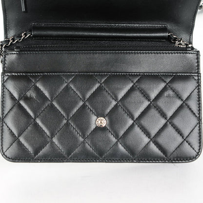 Chanel Lambskin Quilted Boy Wallet On Chain WOC Black 9 of 9
