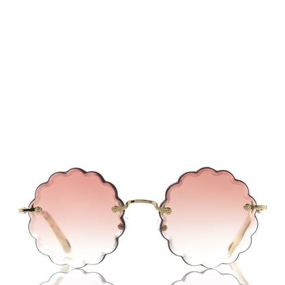Chloe Round Scalloped Rosie Sunglasses CE143S Gold Coral 2 of 8