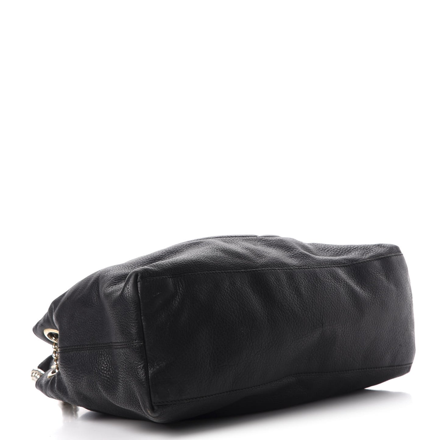 Pebbled Calfskin Medium Soho Chain Shoulder Bag Black