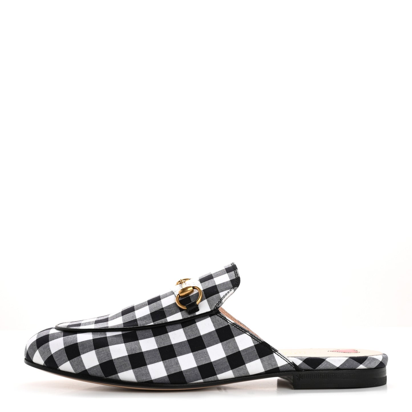 Cotton Gingham Womens Princetown Slippers 38 White Black