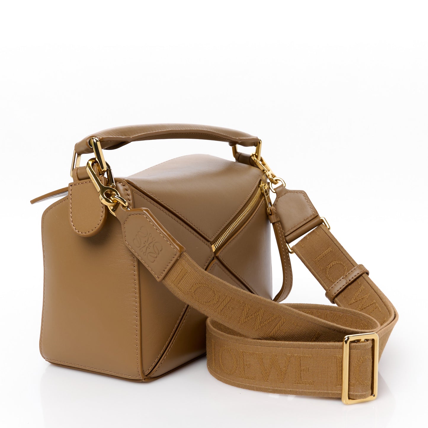 Satin Calfskin Small Puzzle Bag Oak