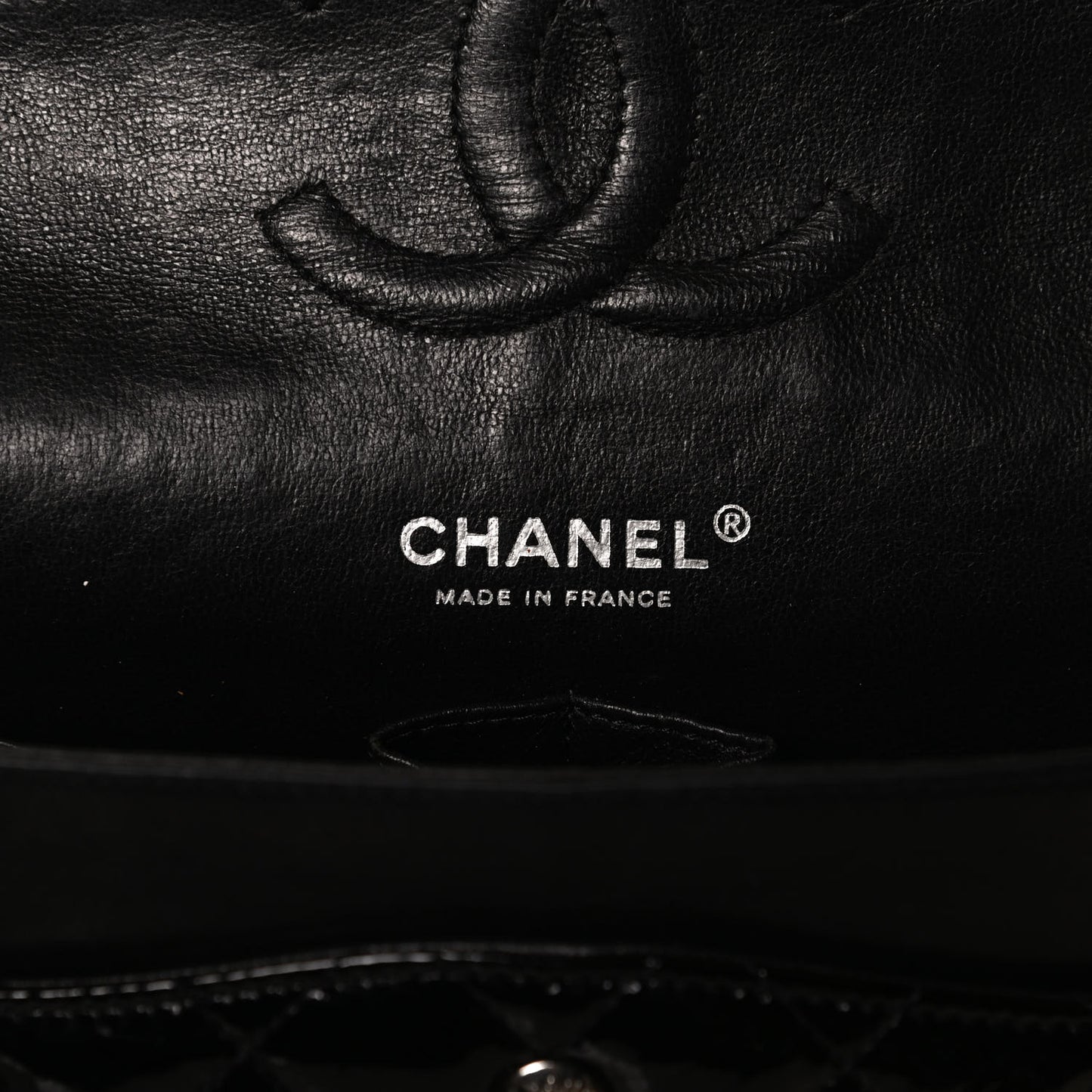 Patent Quilted Medium Double Flap Black